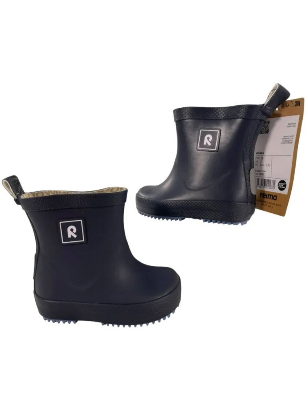 Reima Ankka Kids Waterproof Rubber Rain Boots US 7 EUR 23 Navy Blue With Tag NEW